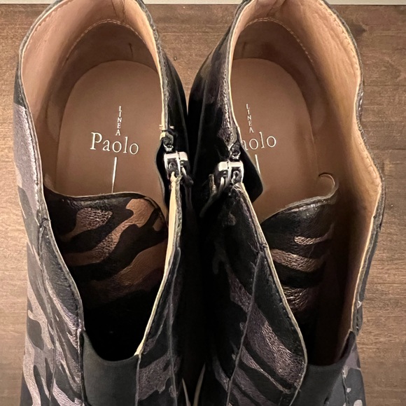 New Linea Paola Metallic Wedge Camo Sneakers Pull On Slip On Shoes sz 12 - Picture 4 of 5